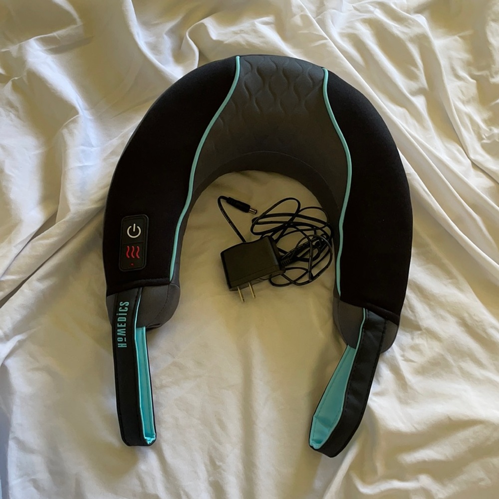 grey and black cushion neck massager from homedics